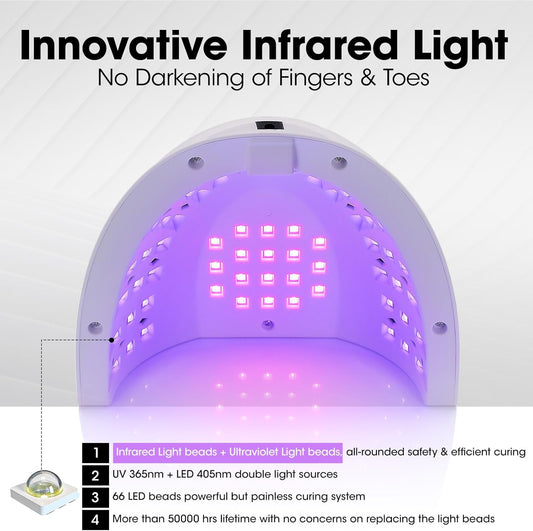 Gellen UV Nail Lamp, 268W UV Light for Nails Professional Fast Curing Nail Dryer, LED Nail Lamp with 4 Timers, 66 LED Beads, UV Nail Light Nail Lamp Gift for Women Girls