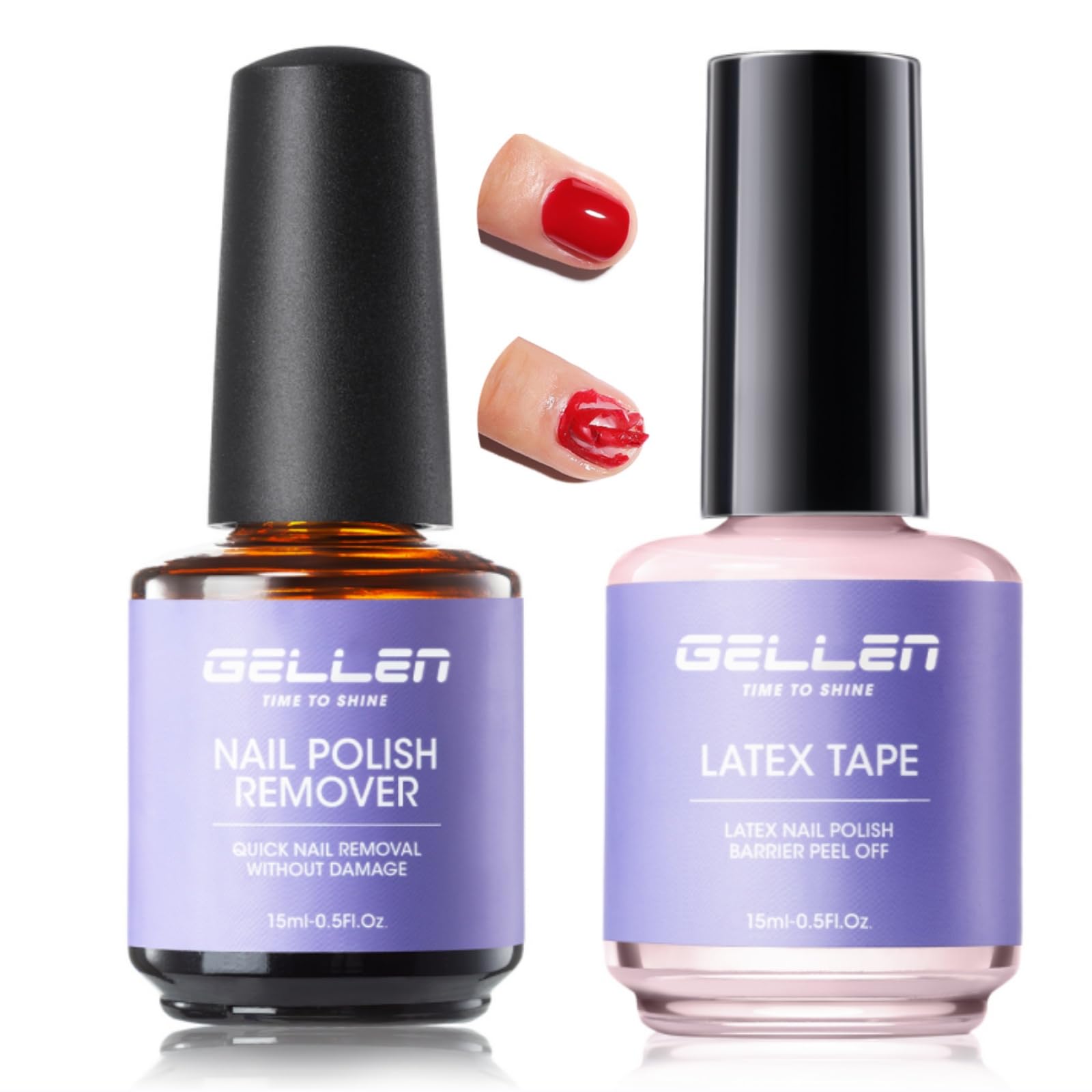 Gellen Gel Polish Remover Kit for Nails, Gel Nail Polish Remover 3-5 Minutes Removal, Pink Liquid Latex Tape Easy to Peel Off, with Manicure Tools, Fast & Easy Removedor de Esmalte Gel