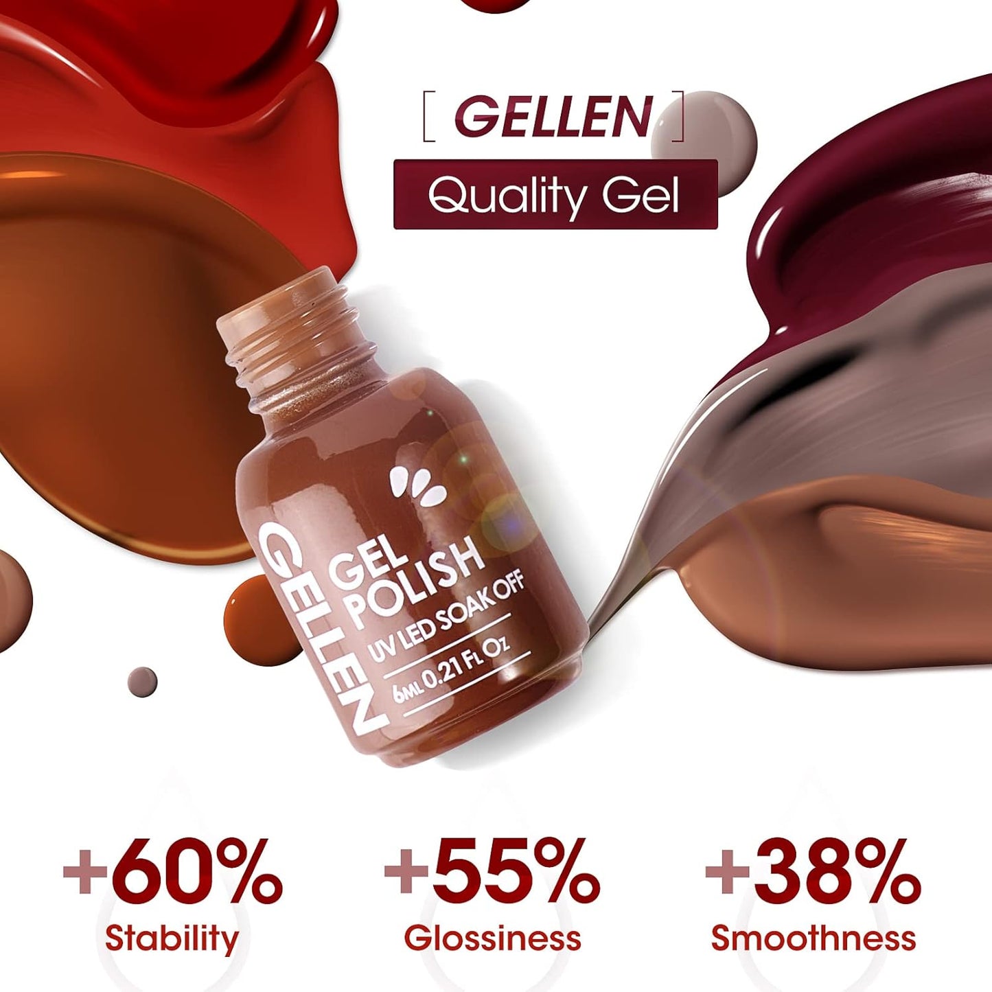Gellen 16 Colors Gel Nail Polish Set With Top Base Coat - Pink Red Nudes Makeup Colors Collection for All Season, Popular Solid Sparkle Glitters Nail Art Colors Home Gel Manicure Kit