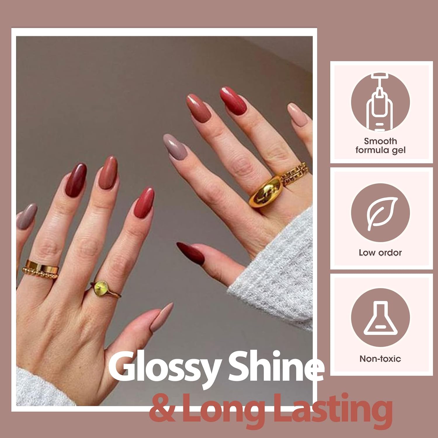 Gellen 16 Colors Gel Nail Polish Set With Top Base Coat - Pink Red Nudes Makeup Colors Collection for All Season, Popular Solid Sparkle Glitters Nail Art Colors Home Gel Manicure Kit